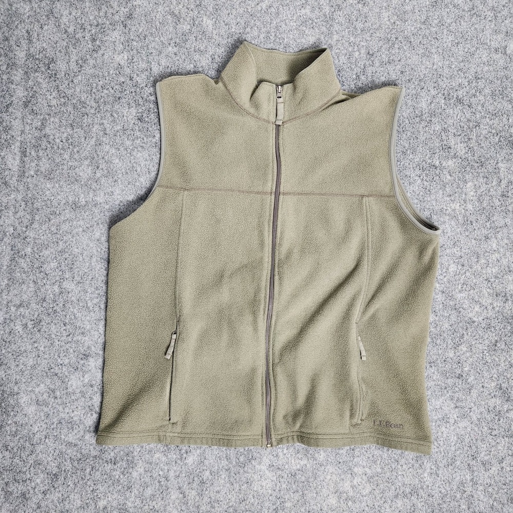 LL Bean Fleece Vest VTG 90s Men L Green Full Zip Pockets Gorpcore Outoor‎ Hiking
